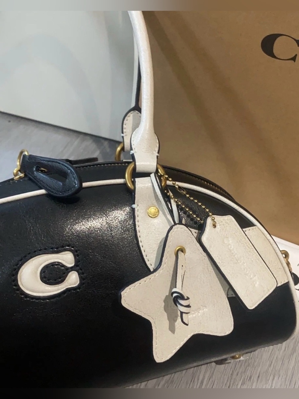 ✨ NWT Coachtopia Bowler Bag – Black & White Colorblock (Authentic) ✨